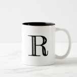 Damask Letter R - Black Coffee Mug