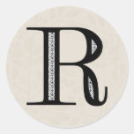 Damask Letter R - Black Stickers