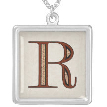 Damask Letter R - Red Pendant