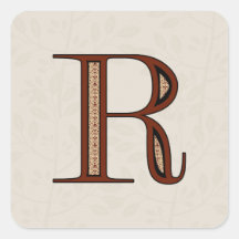 Damask Letter R - Red Stickers