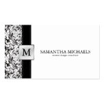 Damask Monogram Interior Design Business Cards