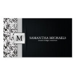 Damask Monogram Interior Design Business Cards