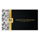 Damask Monogram Interior Design Business Cards