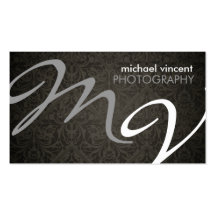 Damask Monogram Photographer Business Card