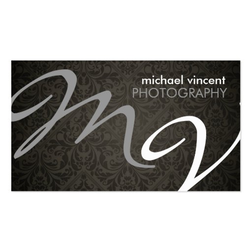 Damask Monogram Photographer Business Card