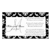 Damask Monogram Wedding Wishing Well Card Business Cards