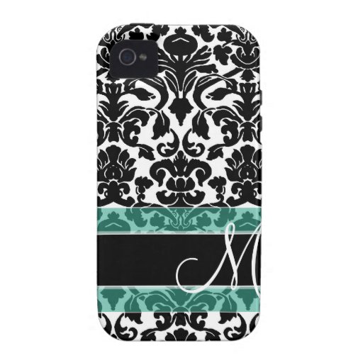 Damask Pattern with Monogram Case-Mate iPhone 4 Covers