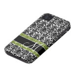 Damask Pattern with Monogram iPhone 4 Cases