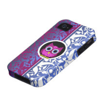 damask pattern with owl Case-Mate iPhone 4 cover