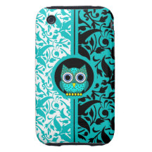 damask pattern with owl iPhone 3 case