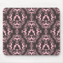 Damask pink black guns grunge western pistols chic mousepad