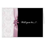 Damask Pink Will you be my bridesmaid card