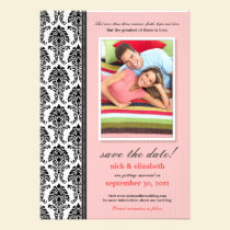 Damask Pinstripes Save the Date (pink) invitations