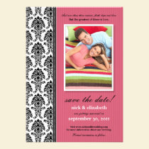 Damask Pinstripes Save the Date (rose pink) invitations