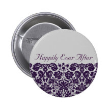 Damask Purple Wedding Pinback Buttons
