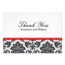 Damask Red Wedding Thank You Card Custom Invitations