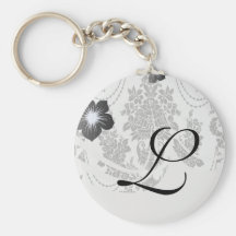 damask roses white and black.ai keychains