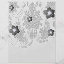 damask roses white and black.ai personalised flyer