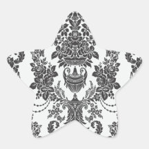 damask roses white and black.ai star stickers
