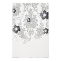 damask roses white and black.ai personalised stationery