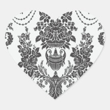 damask roses white and black.ai sticker