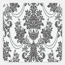 damask roses white and black.ai stickers