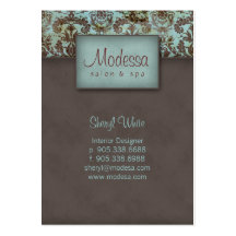 Damask Salon Spa Appointment Card Blue Brown Business Card Template