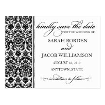 Damask Save the Date Card- Customise it! Post Cards