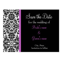 Damask Save the Date Postcard