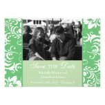 Damask Sides Photo Save The Dates (Green) invitations