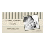 Damask & Stripes Taupe Birth Announcement Customised Photo Card