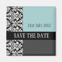 Damask Tiffany Blue Save The Date Magnet