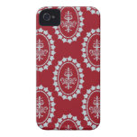 Damask vintage red wallpaper Fleur de lis pattern iPhone 4 Covers