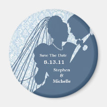 Damask Wedding Couple STD Magnet