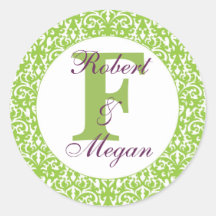 Damask Wedding Date Sticker