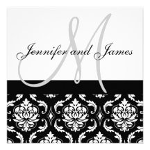 Damask Wedding Invitations with Monogram Names
