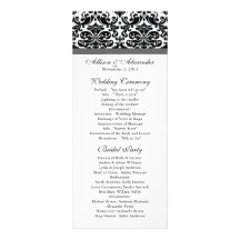 Damask Wedding Program Black & Charcoal Grey Custom Invite