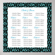 Damask wedding seating charts posters