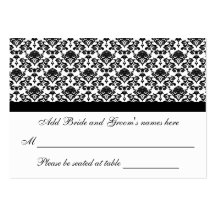 Damask White And Black Formal Seating Place Card Business Card Templates