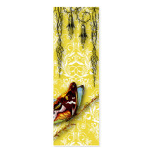 Damask Wildflowers, BUTTERFLY in Yellow Business Card Templates