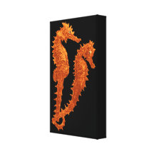 Dance Of The Seahorses (Orange) Gallery Wrapped Canvas