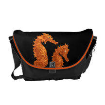 Dance Of The Seahorses (Orange) Messenger Bag