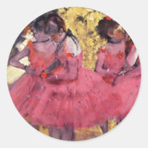 Dancers In Pink In The Wings By Edgar Degas Round Sticker
