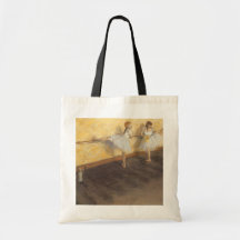 Dancers Practicing at the Barre by Edgar Degas Canvas Bags