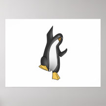 Dancing Cartoon Penguin Posters