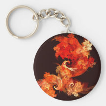 Dancing Firebirds Abstract Art Keychain