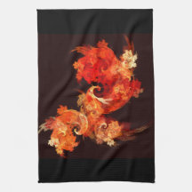 Dancing Firebirds Abstract Art Kitchen Towel