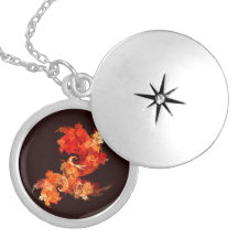 Dancing Firebirds Abstract Silver Locket