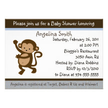 Dancing Monkey Baby Shower Invitation