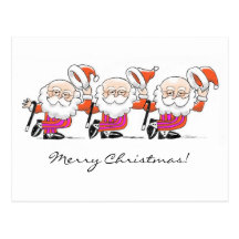 Dancing Santas postcard
